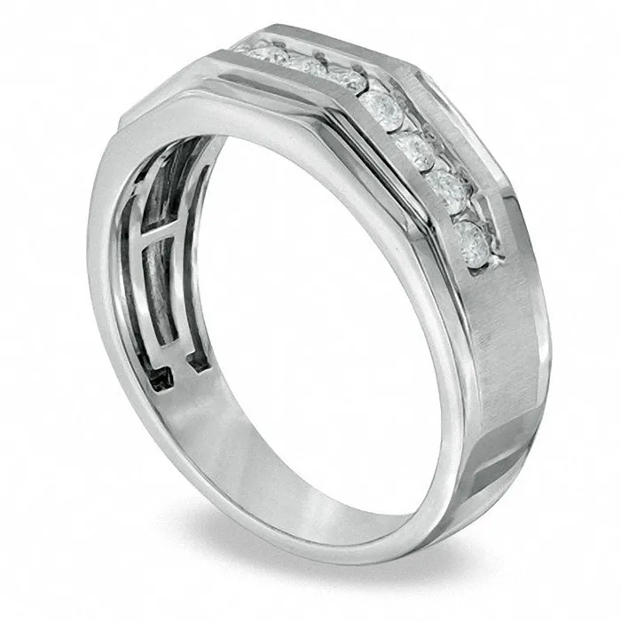 Goldia Rings Previously Owned Mens 120 CT TW Natural Diamond Satin Wedding Band in Solid 10K White Gold Goldia Rings Previously Owned Mens 120 CT TW Natural Diamond Satin Wedding Band in Solid 10K White Gold