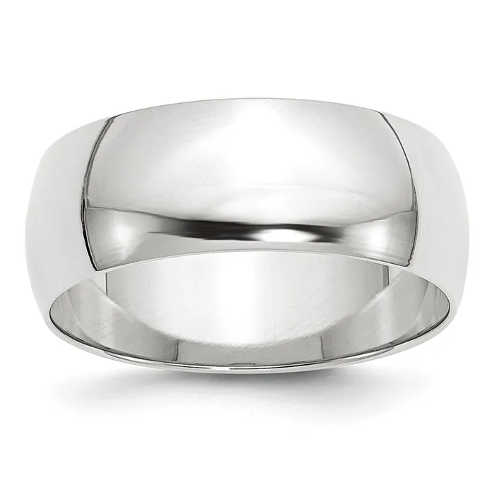 Goldia Rings Solid 10K White Gold 8mm Light Weight Half Round MensWomens Wedding Band Ring Size 10 Goldia Rings Solid 10K White Gold 8mm Light Weight Half Round MensWomens Wedding Band Ring Size 10