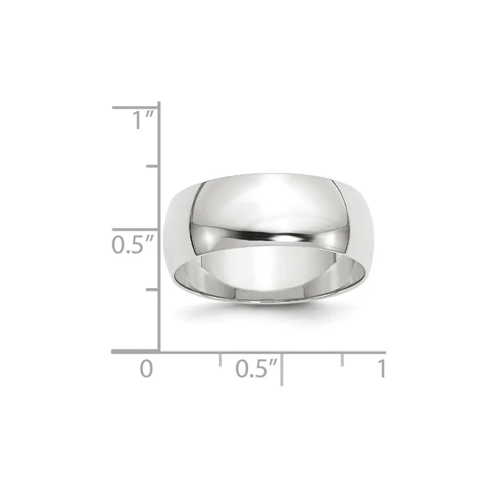 Goldia Rings Solid 10K White Gold 8mm Light Weight Half Round MensWomens Wedding Band Ring Size 10 Goldia Rings Solid 10K White Gold 8mm Light Weight Half Round MensWomens Wedding Band Ring Size 10