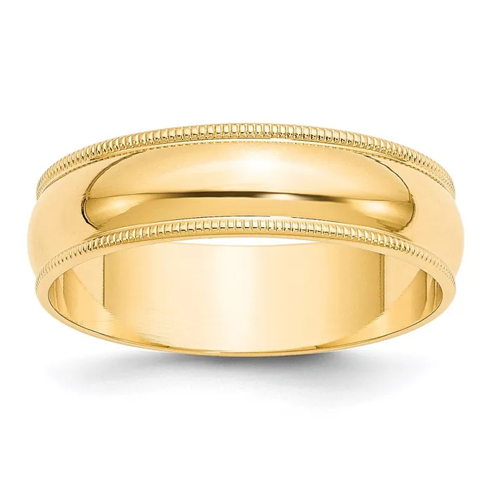 Goldia Rings Solid 10K Yellow Gold 6mm Light Weight Milgrain Half Round MensWomens Wedding Band Ring Size 125 Goldia Rings Solid 10K Yellow Gold 6mm Light Weight Milgrain Half Round MensWomens Wedding Band Ring Size 125