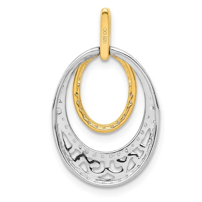 Goldia Rings Solid 14k Twotone 14ct Simulated CZ Fancy Ovals Pendant
