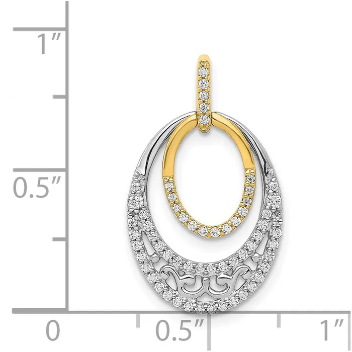 Goldia Rings Solid 14k Twotone 14ct Simulated CZ Fancy Ovals Pendant