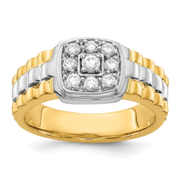 Goldia Rings Solid 14k Twotone Simulated CZ Mens Ring