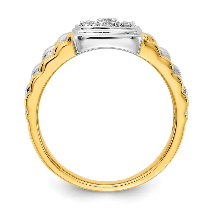 Goldia Rings Solid 14k Twotone Simulated CZ Mens Ring