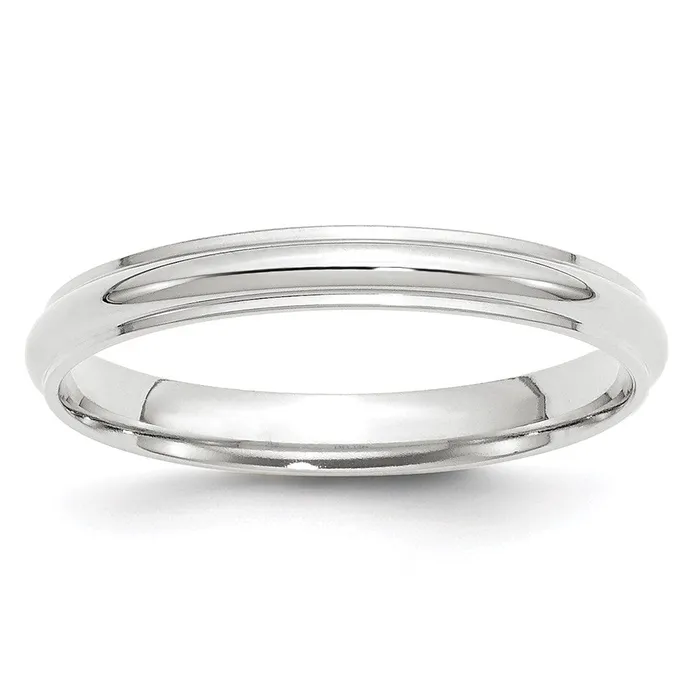 Goldia Rings Solid 14K White Gold 3mm Half Round with Edge MensWomens Wedding Band Ring Size 95 Goldia Rings Solid 14K White Gold 3mm Half Round with Edge MensWomens Wedding Band Ring Size 95