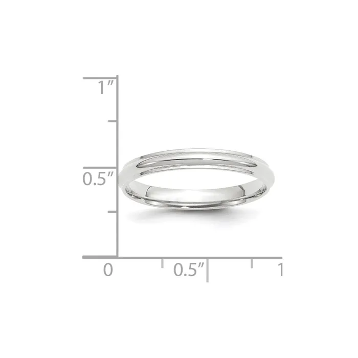 Goldia Rings Solid 14K White Gold 3mm Half Round with Edge MensWomens Wedding Band Ring Size 95 Goldia Rings Solid 14K White Gold 3mm Half Round with Edge MensWomens Wedding Band Ring Size 95