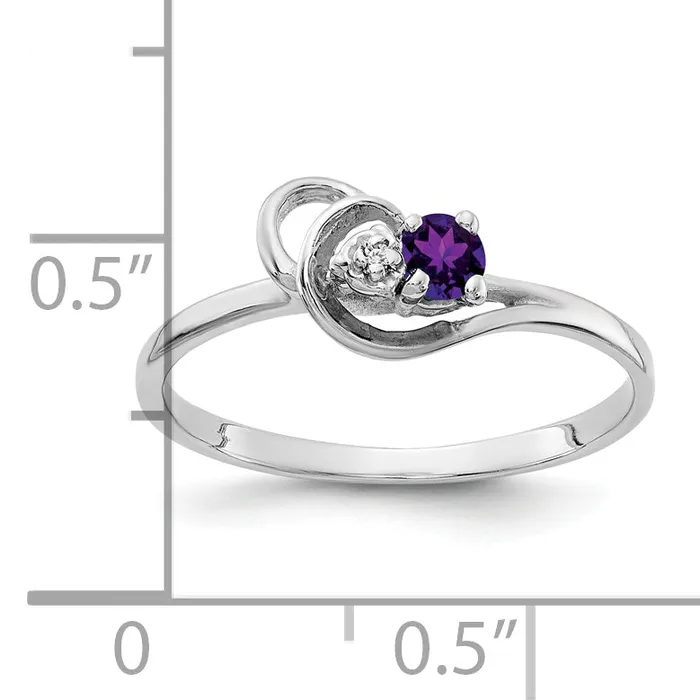 Goldia Rings Solid 14k White Gold 3mm Simulated Amethyst AAA CZ Ring
