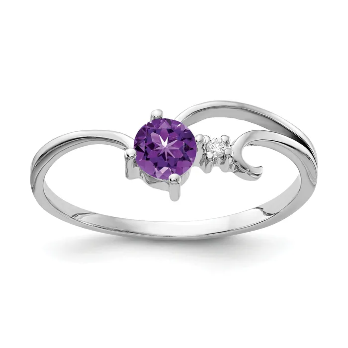 Goldia Rings Solid 14k White Gold 4mm Simulated Amethyst AAA CZ Ring