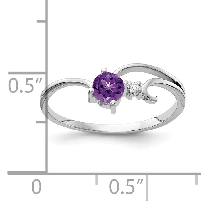 Goldia Rings Solid 14k White Gold 4mm Simulated Amethyst AAA CZ Ring