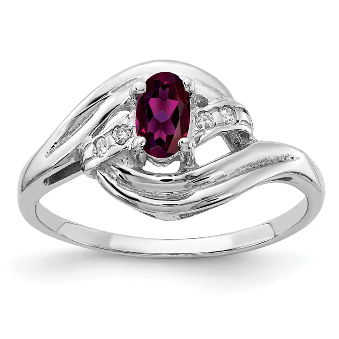 Goldia Rings Solid 14k White Gold 5x3mm Oval Rhodolite Simulated Garnet AA CZ Ring Goldia Rings Solid 14k White Gold 5x3mm Oval Rhodolite Simulated Garnet AA CZ Ring