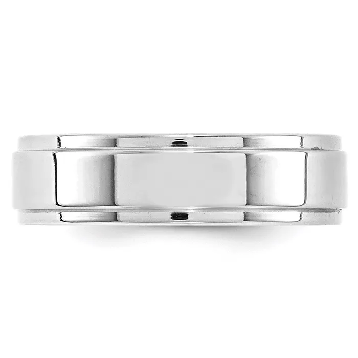 Goldia Rings Solid 14K White Gold 6mm Flat with Step Edge MensWomens Wedding Band Ring Size 75 Goldia Rings Solid 14K White Gold 6mm Flat with Step Edge MensWomens Wedding Band Ring Size 75