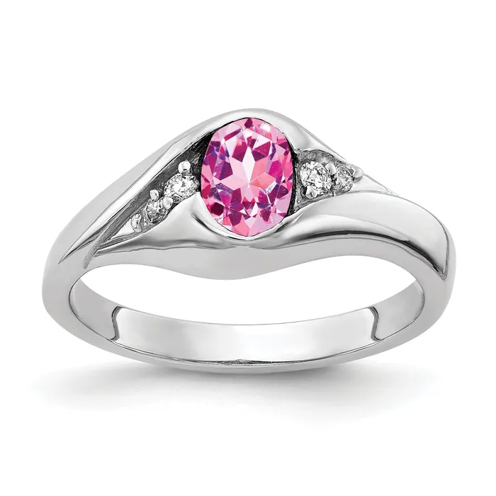Goldia Rings Solid 14k White Gold 6x4mm Oval PinK Simulated Sapphire VS CZ Ring Goldia Rings Solid 14k White Gold 6x4mm Oval PinK Simulated Sapphire VS CZ Ring