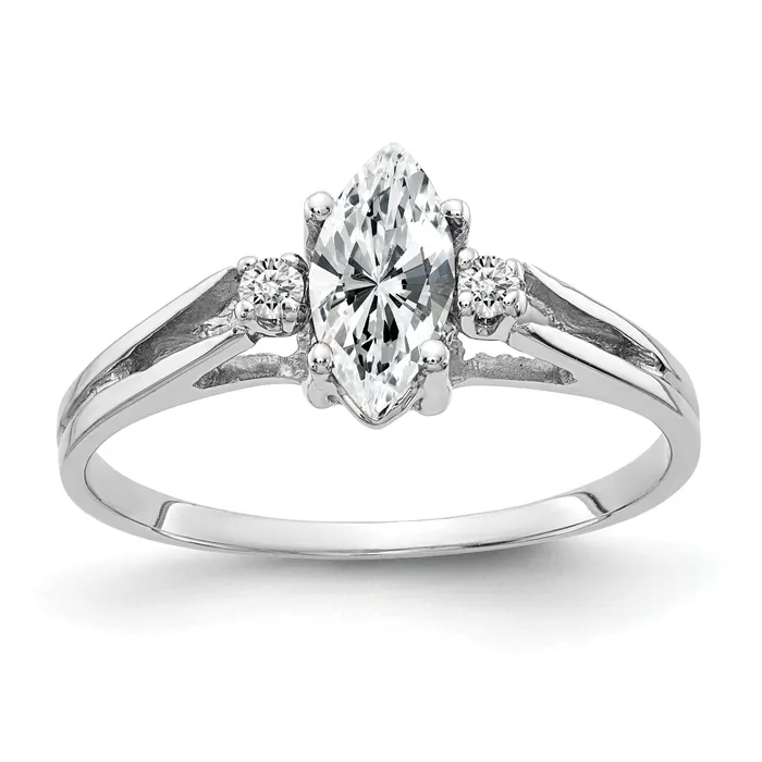 Goldia Rings Solid 14k White Gold 8x4mm Marquise Cubic Zirconia AAA Simulated CZ Ring Goldia Rings Solid 14k White Gold 8x4mm Marquise Cubic Zirconia AAA Simulated CZ Ring