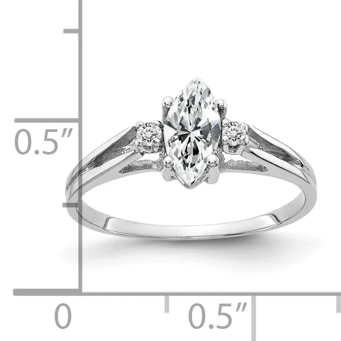 Goldia Rings Solid 14k White Gold 8x4mm Marquise Cubic Zirconia AAA Simulated CZ Ring