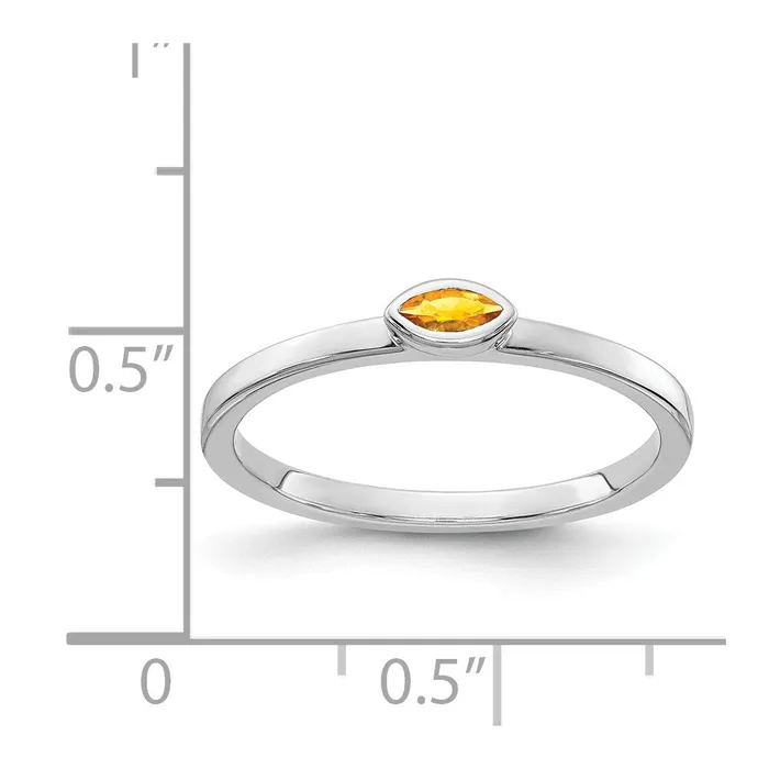 Goldia Rings Solid 14k White Gold Bezelset Marquise Simulated Citrine Ring