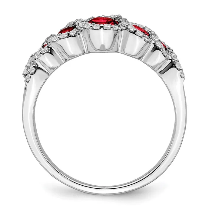Goldia Rings Solid 14k White Gold Created Simulated Ruby and CZ Ring