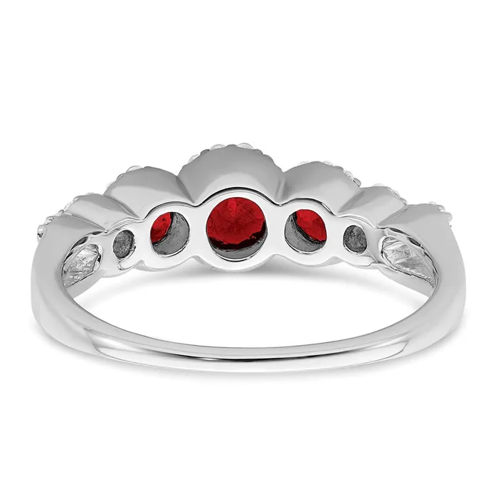 Goldia Rings Solid 14k White Gold Created Simulated Ruby and CZ Ring