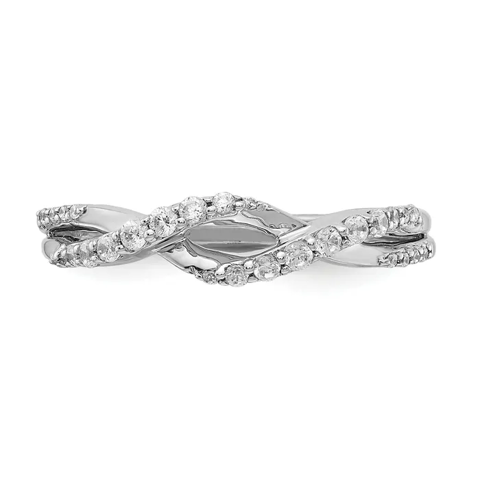 Goldia Rings Solid 14k White Gold Simulated CZ Initial R Ring