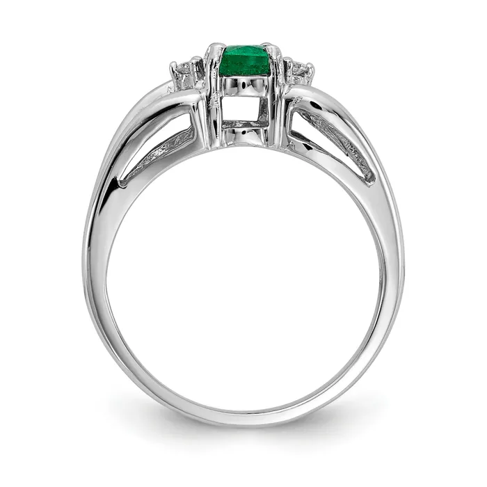 Goldia Rings Solid 14k White Gold Simulated Emerald CZ Ring