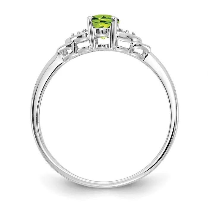 Goldia Rings Solid 14k White Gold Simulated Peridot and CZ Ring