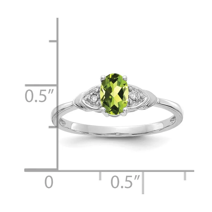 Goldia Rings Solid 14k White Gold Simulated Peridot and CZ Ring