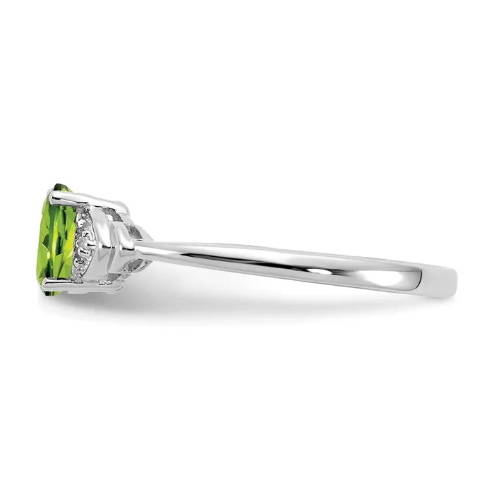 Goldia Rings Solid 14k White Gold Simulated Peridot and CZ Ring