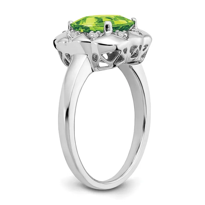 Goldia Rings Solid 14k White Gold Simulated Peridot and CZ Ring
