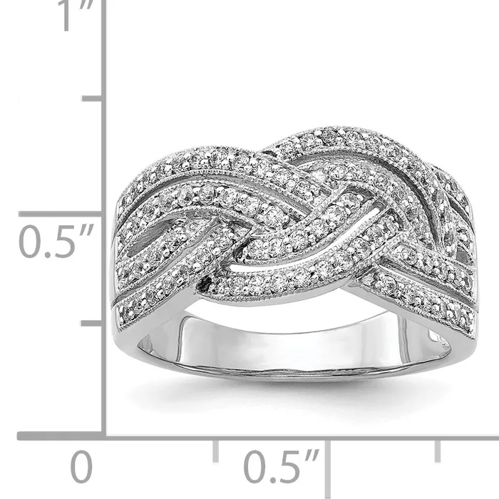 Goldia Rings Solid 14k White Gold Woven Simulated CZ Ring