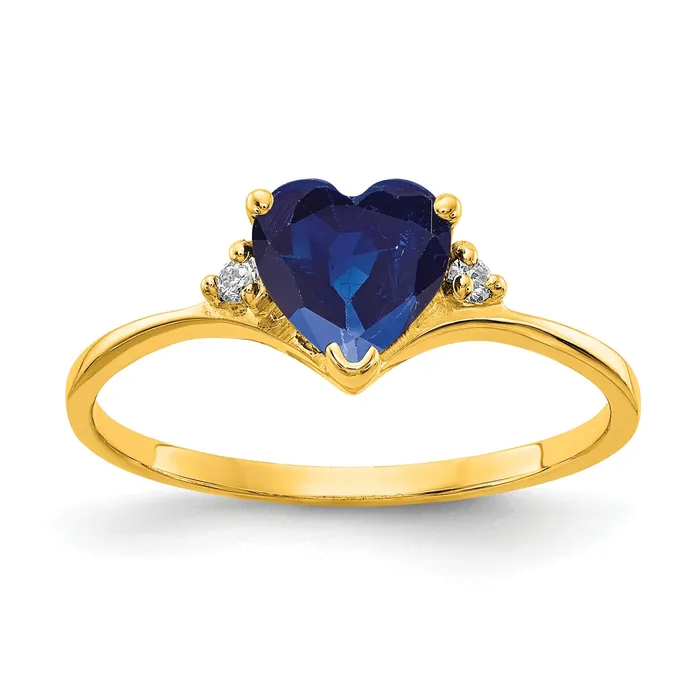 Goldia Rings Solid 14k Yellow Gold 6mm Heart Simulated Sapphire AA CZ Ring Goldia Rings Solid 14k Yellow Gold 6mm Heart Simulated Sapphire AA CZ Ring