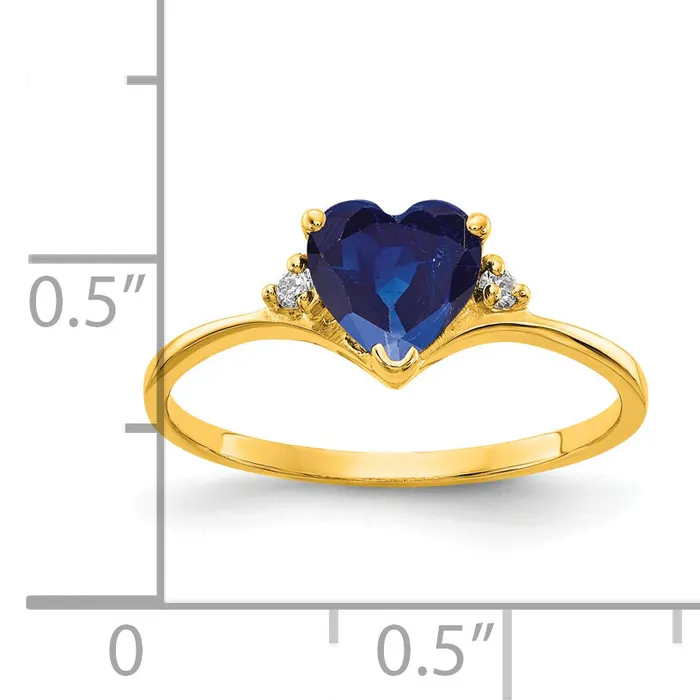 Goldia Rings Solid 14k Yellow Gold 6mm Heart Simulated Sapphire AA CZ Ring