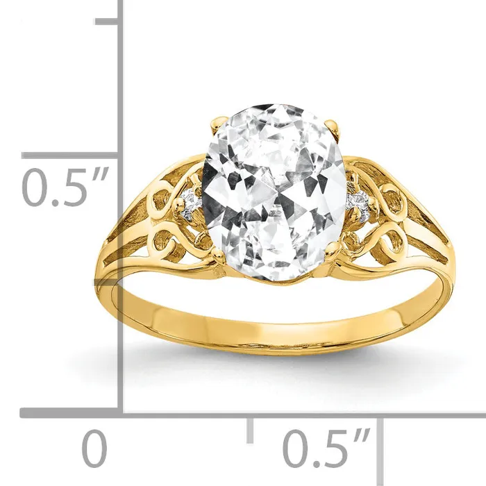 Goldia Rings Solid 14k Yellow Gold 9x7mm Oval Cubic Zirconia AA Simulated CZ Ring