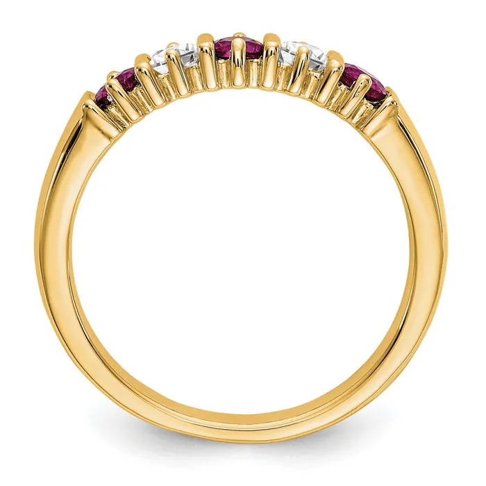 Goldia Rings Solid 14k Yellow Gold Simulated CZ wSimulated Ruby Band