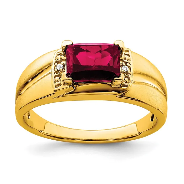 Goldia Rings Solid 14k Yellow Gold Simulated Emerald Simulatedcut Created Ruby and CZ Mens Ring Goldia Rings Solid 14k Yellow Gold Simulated Emerald Simulatedcut Created Ruby and CZ Mens Ring