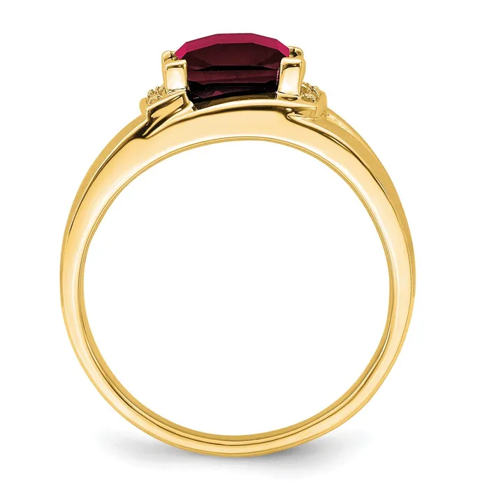 Goldia Rings Solid 14k Yellow Gold Simulated Emerald Simulatedcut Created Ruby and CZ Mens Ring