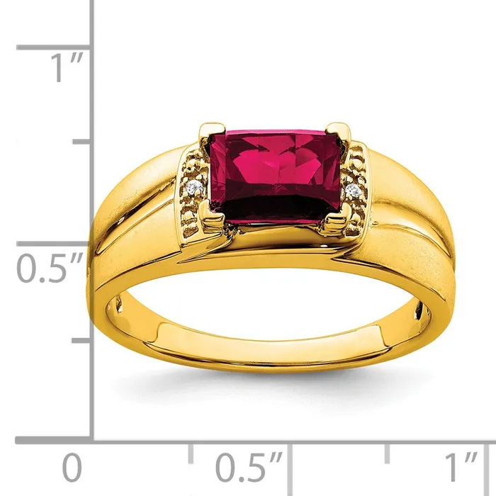 Goldia Rings Solid 14k Yellow Gold Simulated Emerald Simulatedcut Created Ruby and CZ Mens Ring