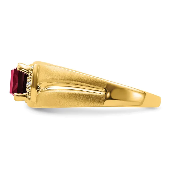 Goldia Rings Solid 14k Yellow Gold Simulated Emerald Simulatedcut Created Ruby and CZ Mens Ring
