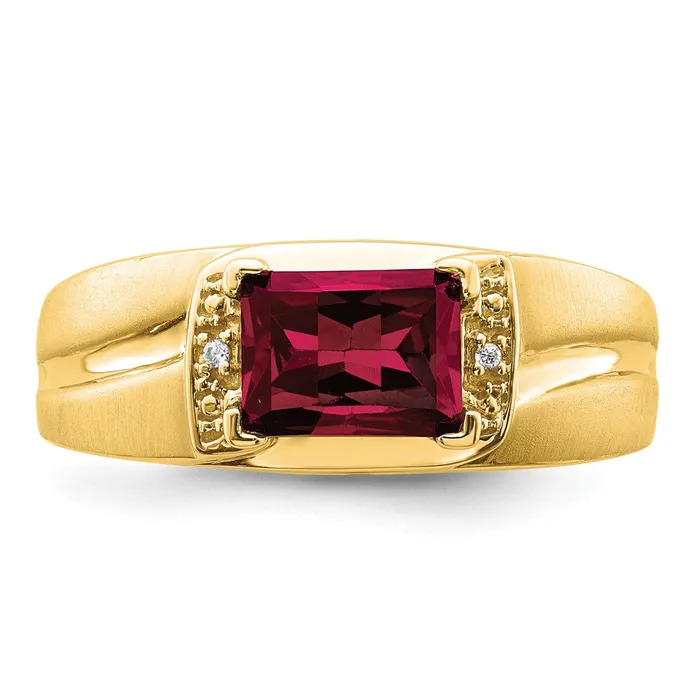 Goldia Rings Solid 14k Yellow Gold Simulated Emerald Simulatedcut Created Ruby and CZ Mens Ring