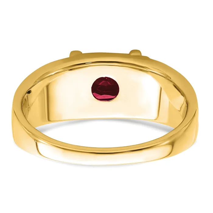 Goldia Rings Solid 14k Yellow Gold Simulated Emerald Simulatedcut Created Ruby and CZ Mens Ring
