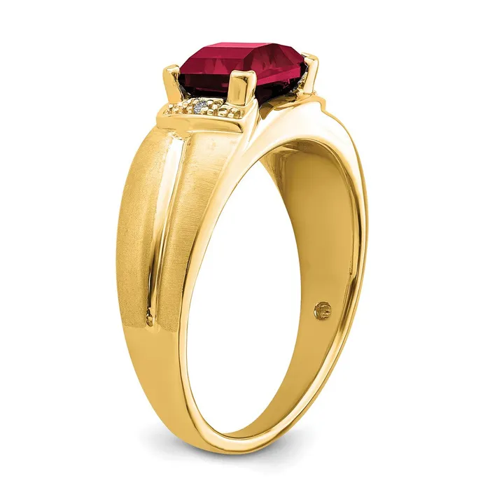 Goldia Rings Solid 14k Yellow Gold Simulated Emerald Simulatedcut Created Ruby and CZ Mens Ring