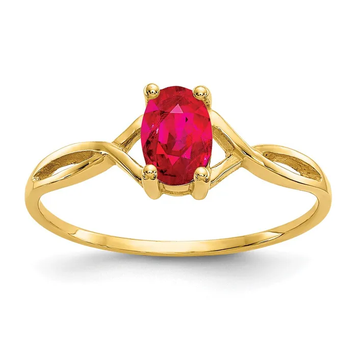 Goldia Rings Solid 14k Yellow Gold Simulated Ruby Birthstone Ring