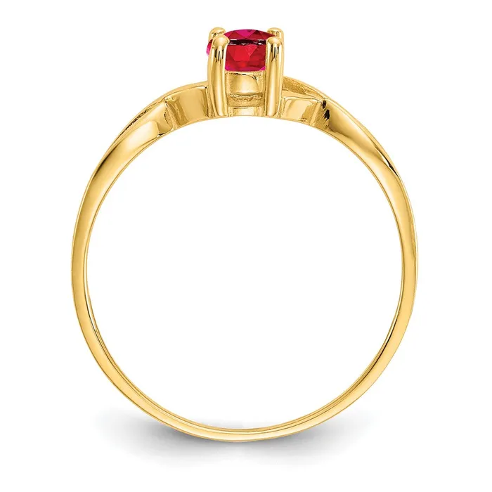 Goldia Rings Solid 14k Yellow Gold Simulated Ruby Birthstone Ring