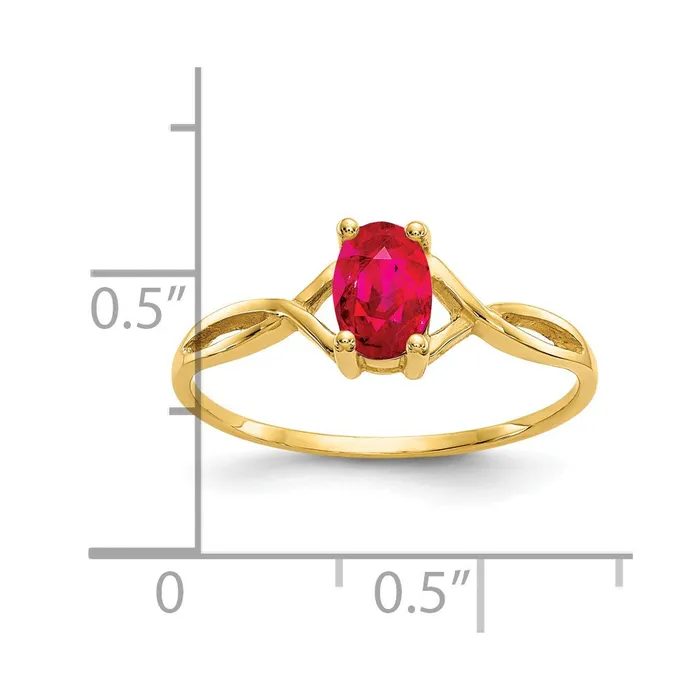 Goldia Rings Solid 14k Yellow Gold Simulated Ruby Birthstone Ring