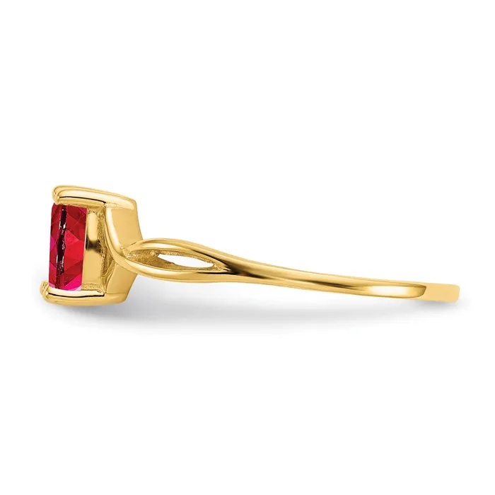 Goldia Rings Solid 14k Yellow Gold Simulated Ruby Birthstone Ring