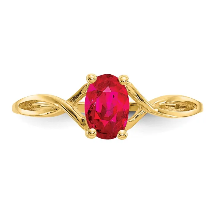Goldia Rings Solid 14k Yellow Gold Simulated Ruby Birthstone Ring