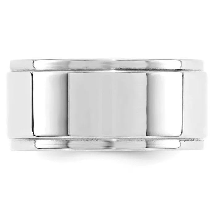 Goldia Rings Solid 18K White Gold 10mm Flat with Step Edge MensWomens Wedding Band Ring Size 85 Goldia Rings Solid 18K White Gold 10mm Flat with Step Edge MensWomens Wedding Band Ring Size 85