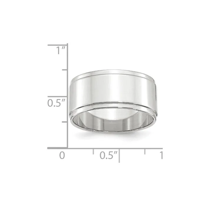 Goldia Rings Solid 18K White Gold 10mm Flat with Step Edge MensWomens Wedding Band Ring Size 85 Goldia Rings Solid 18K White Gold 10mm Flat with Step Edge MensWomens Wedding Band Ring Size 85