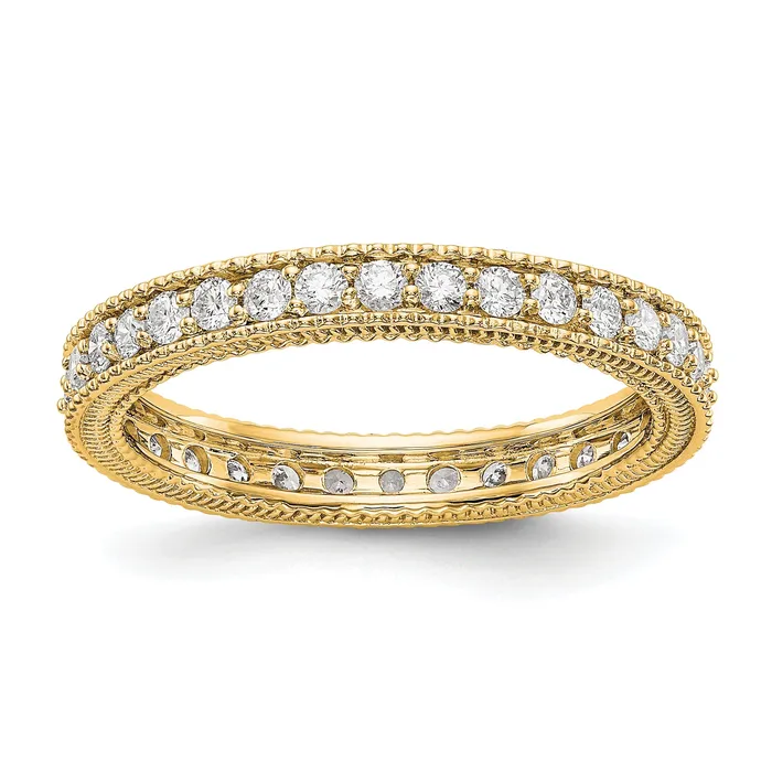 Goldia Rings Solid Real 14k Polished 34CT Milgrain Edge CZ Eternity Wedding Band Ring Goldia Rings Solid Real 14k Polished 34CT Milgrain Edge CZ Eternity Wedding Band Ring