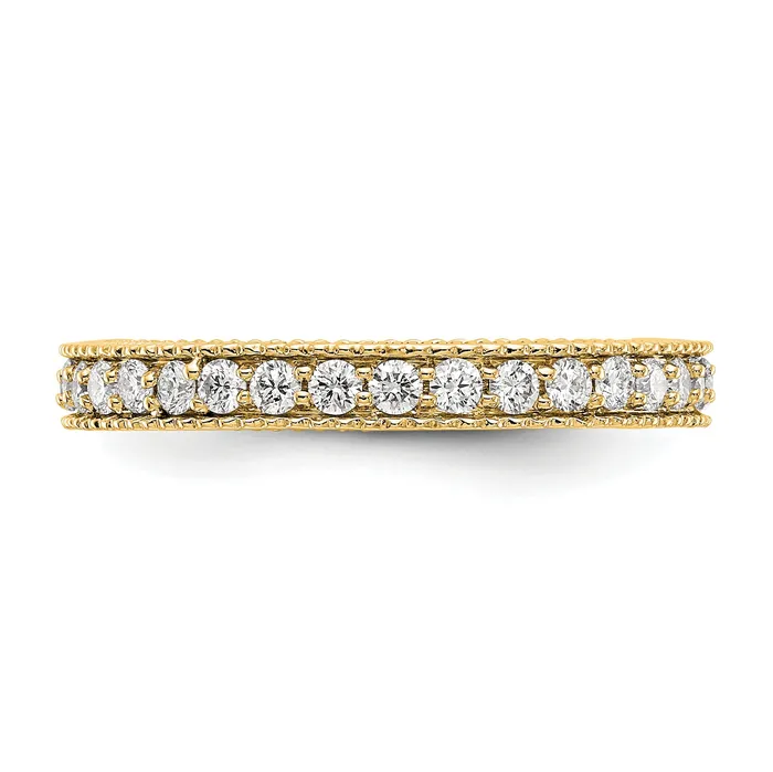 Goldia Rings Solid Real 14k Polished 34CT Milgrain Edge CZ Eternity Wedding Band Ring