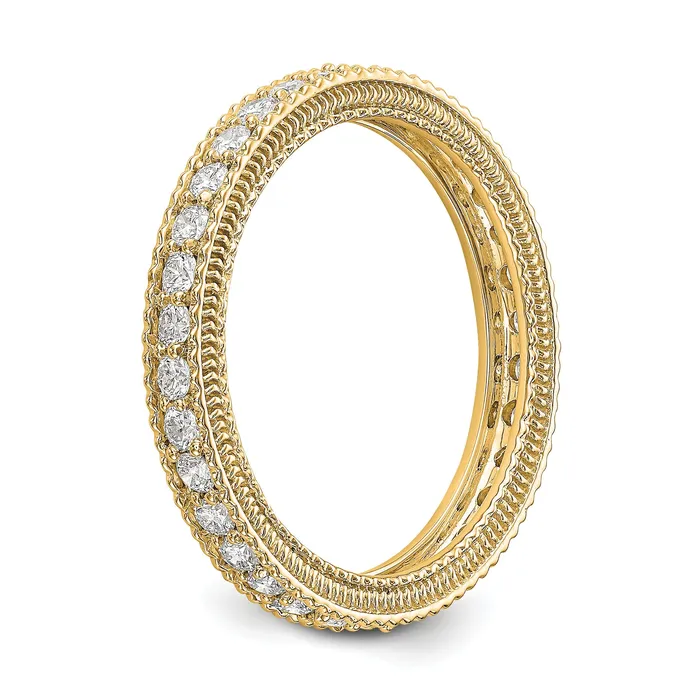 Goldia Rings Solid Real 14k Polished 34CT Milgrain Edge CZ Eternity Wedding Band Ring