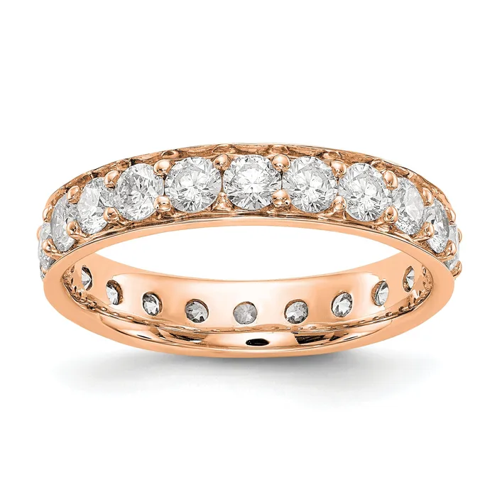 Goldia Rings Solid Real 14k Rose Gold Polished Vintage 2ct CZ Eternity Wedding Band Ring Goldia Rings Solid Real 14k Rose Gold Polished Vintage 2ct CZ Eternity Wedding Band Ring
